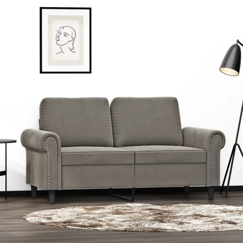 Dvivietė sofa, šviesiai pilkos spalvos, 120cm, aksomas