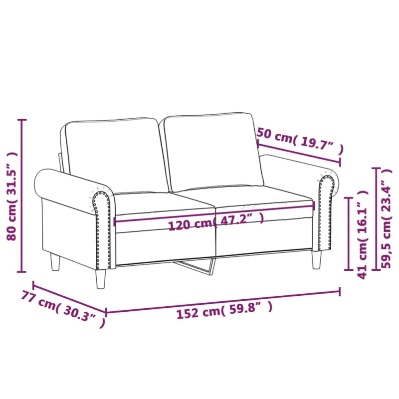 Dvivietė sofa, šviesiai pilkos spalvos, 120cm, aksomas