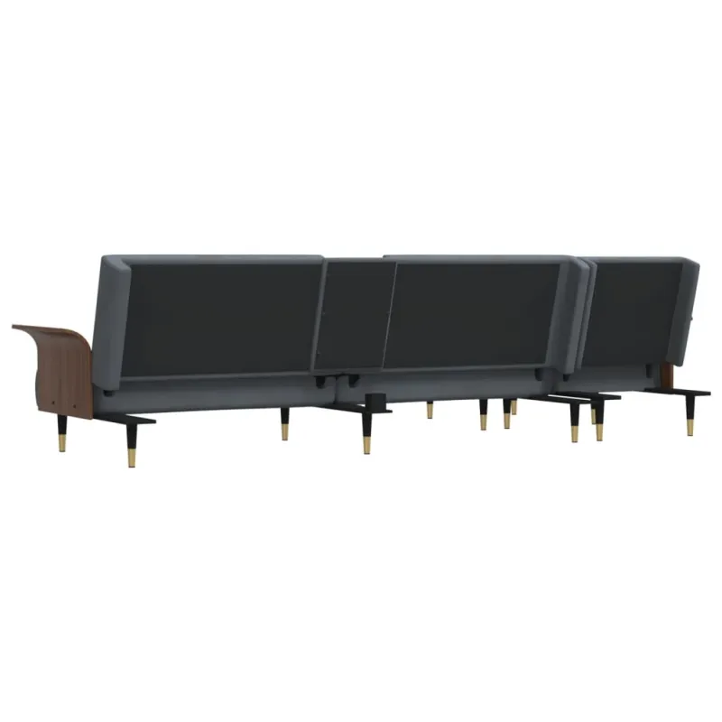 L formos sofa-lova, tamsiai pilka, 279x140x70cm, aksomas