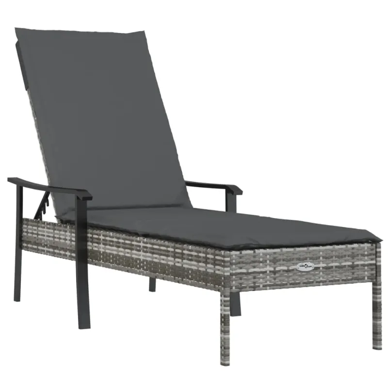 Aurinkotuolit ja pöytäsetti, 2 kappaletta, harmaa, rattan-tyylinen