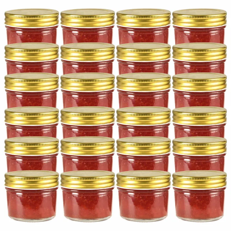 Stikl. stiklainiai uog. su auksiniais dangt., 24vnt., 110ml