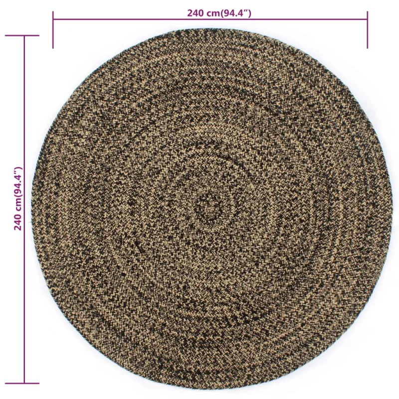 Kilimas, juodas ir rudas, 240cm, džiutas, rankų darbo