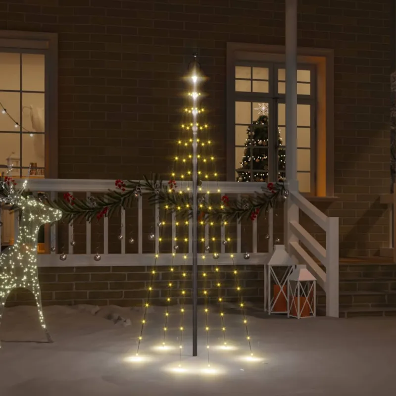 Kalėdų eglutė ant vėliavos stiebo, 180cm, 108 šiltos baltos LED