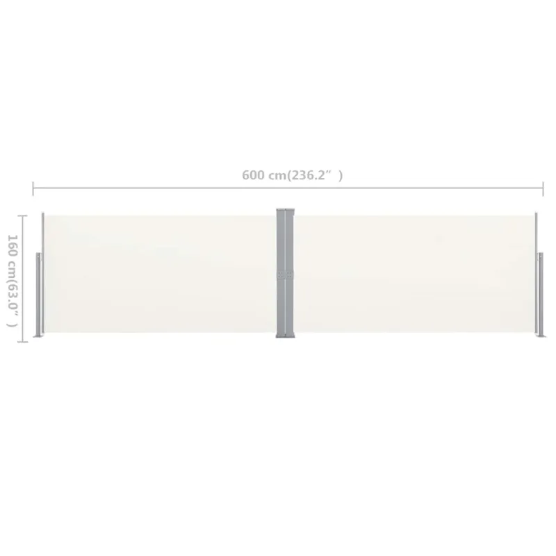 Suskleidžiama Šoninė Pertvara, 160 x 600 cm, Kreminės Spalvos