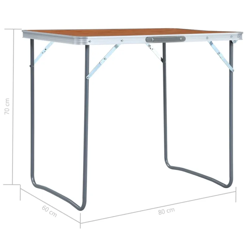 Sulankstomas stovyklavimo stalas su metaliniu rėmu, 80x60cm