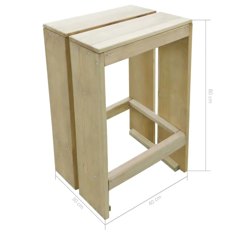Lauko baro taburetės, 2 vnt., impregnuota pušies mediena
