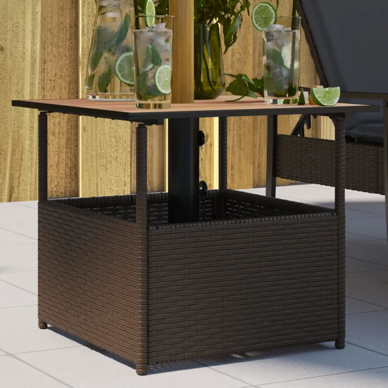 Sodo pöytätaso skėriä varten, ruskea, 55x55x46,5 cm, polyrattana