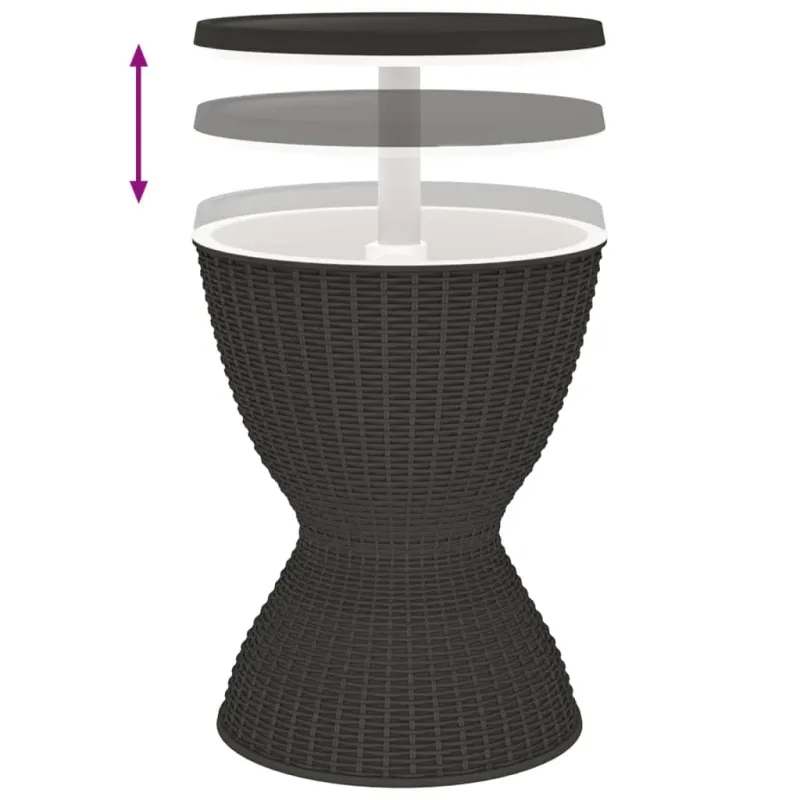 3-in-1 Pöytätaso jääkaapilla, musta, polypropyleeni