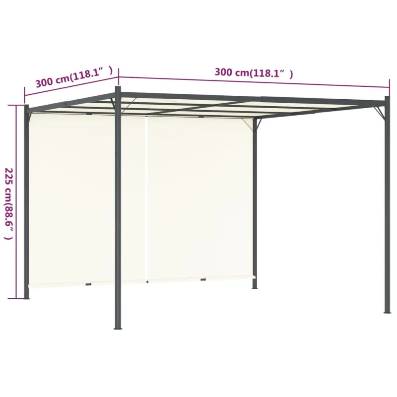 Pergolė su reguliuojamu stogu, kreminė balta, 3x3m, plienas