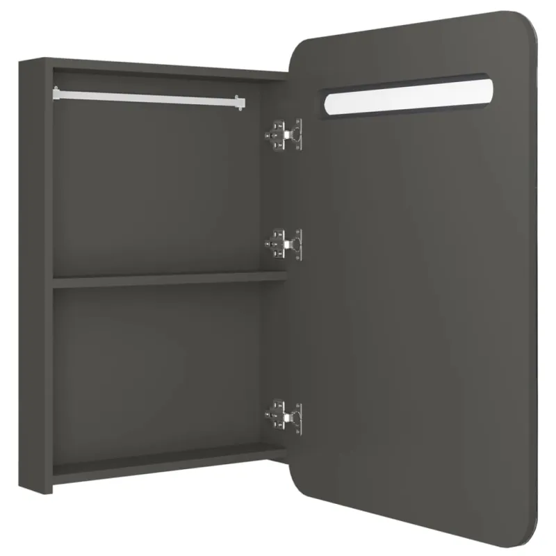 Veidrodinė vonios spintelė su LED, antracito, 60x11x80cm