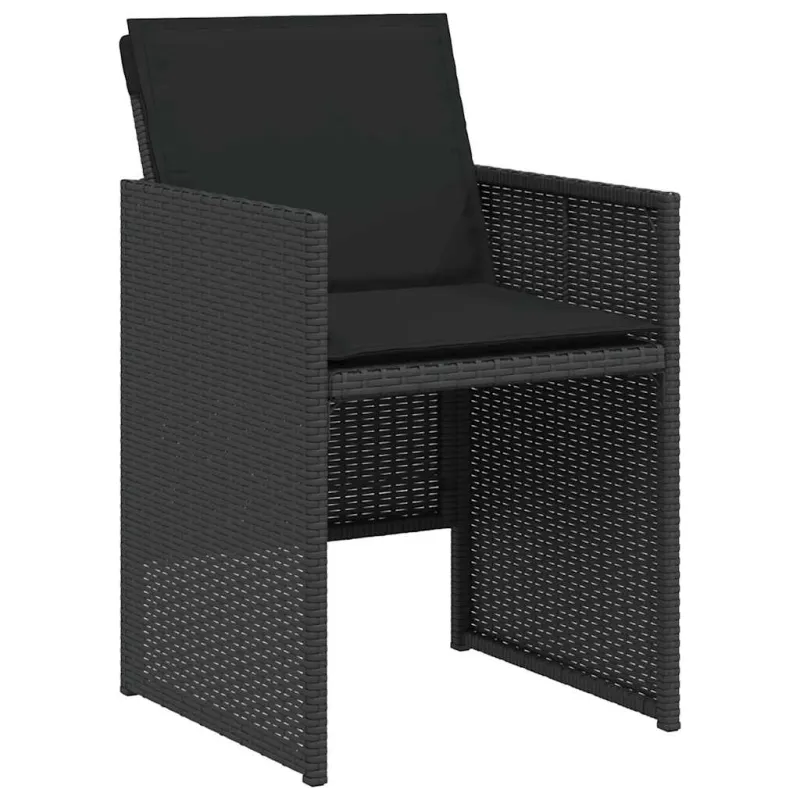 Bistro-Setti tyynyine, 3-os osat, musta, polyrattani