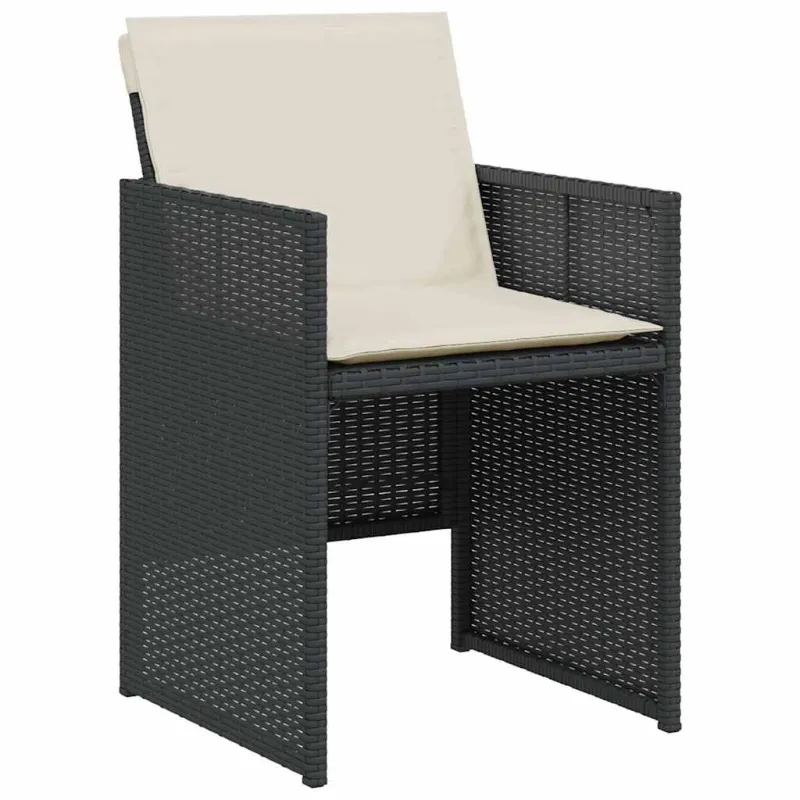 Bistro-Setti pehmusteilla, 3-os osat, musta, polyrattani