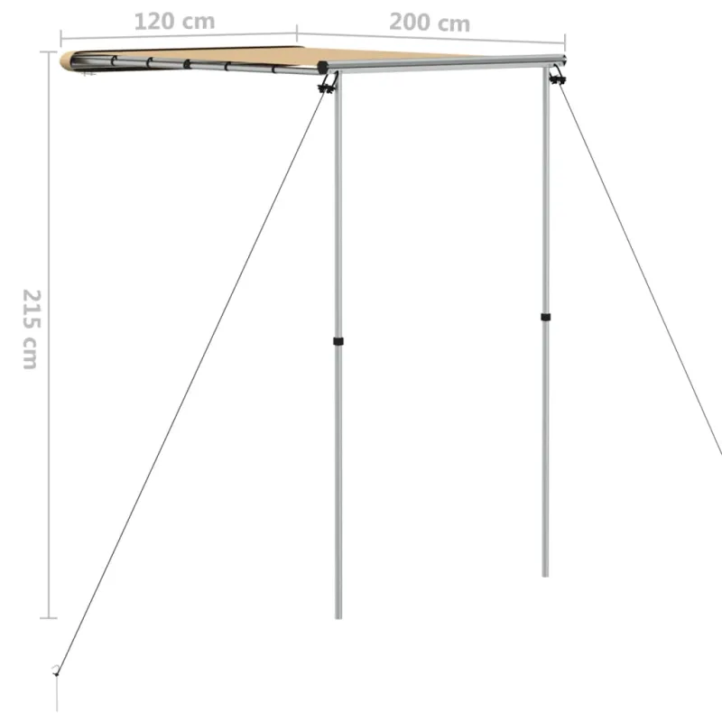 Markizė nameliui ant ratų, smėlio spalvos, 1,2x2x2,15m
