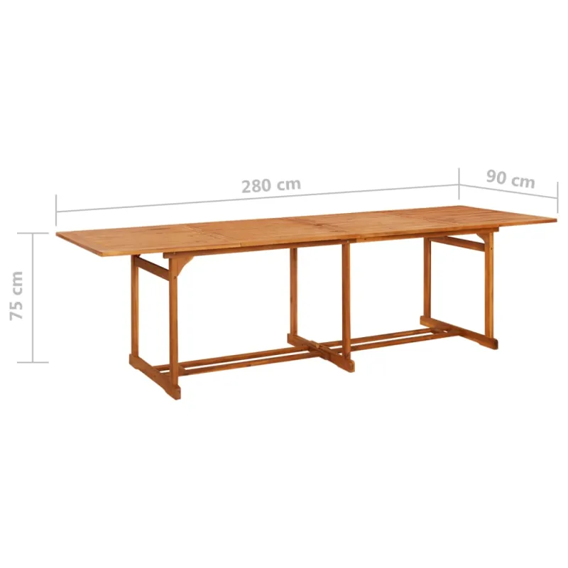 Sodo valgomojo stalas, 280x90x75 cm, akacijos medienos masyvas