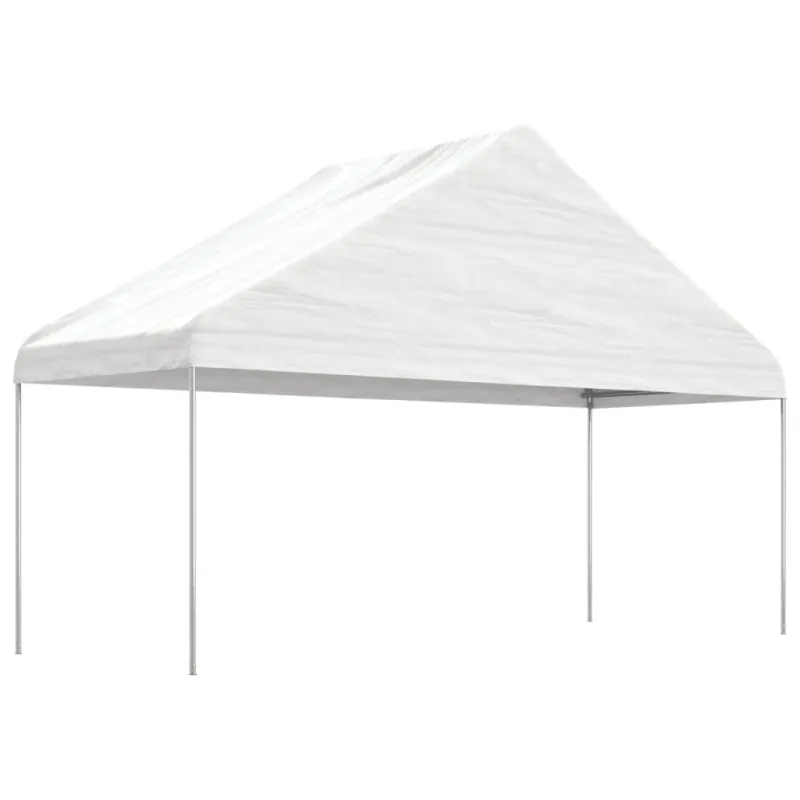 Pavėsinė su stogu, balta, 5,88x2,23x3,75m, polietilenas