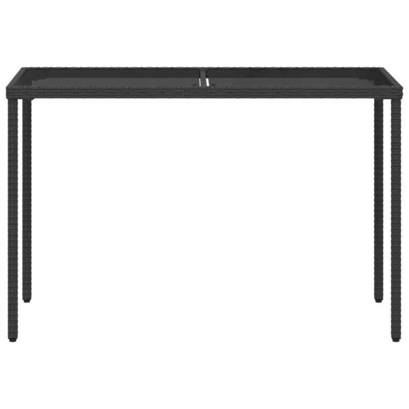 Lasipintainen pöytä, musta, 115x54x74cm, rattan