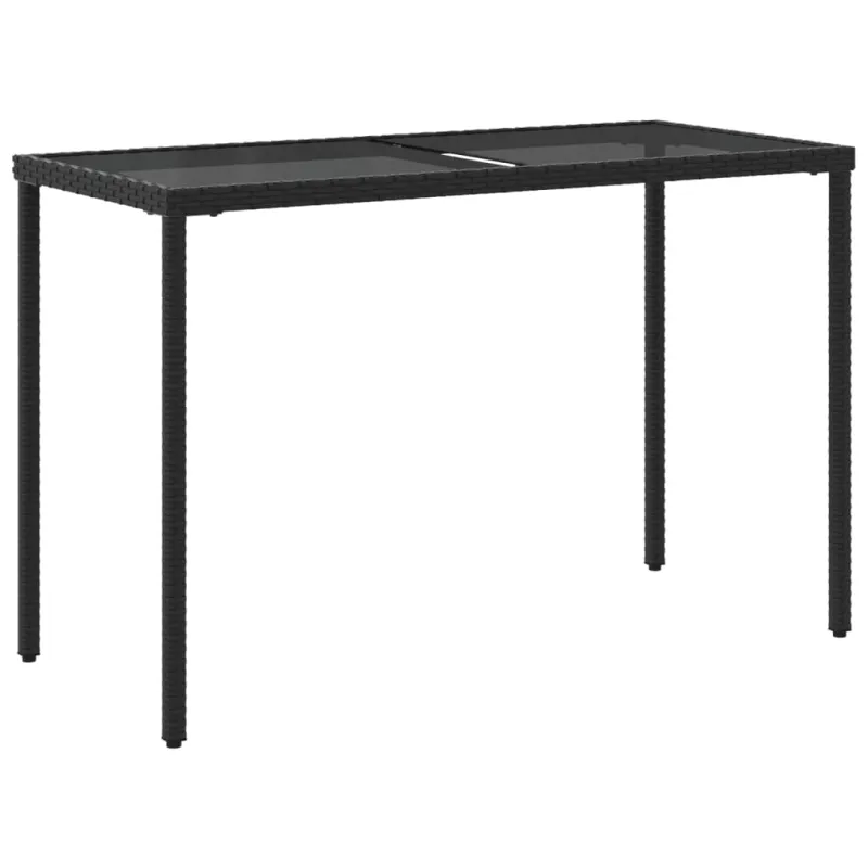 Lasipintainen pöytä, musta, 115x54x74cm, rattan