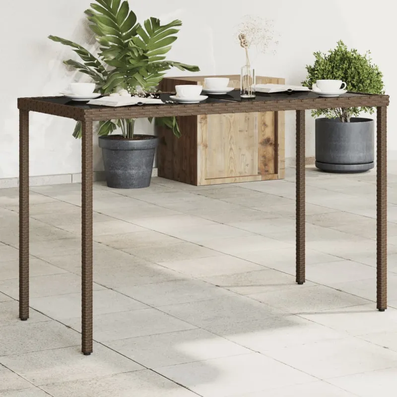 Lasipintainen pöytä, ruskea, 115x54x74cm, polyrattana