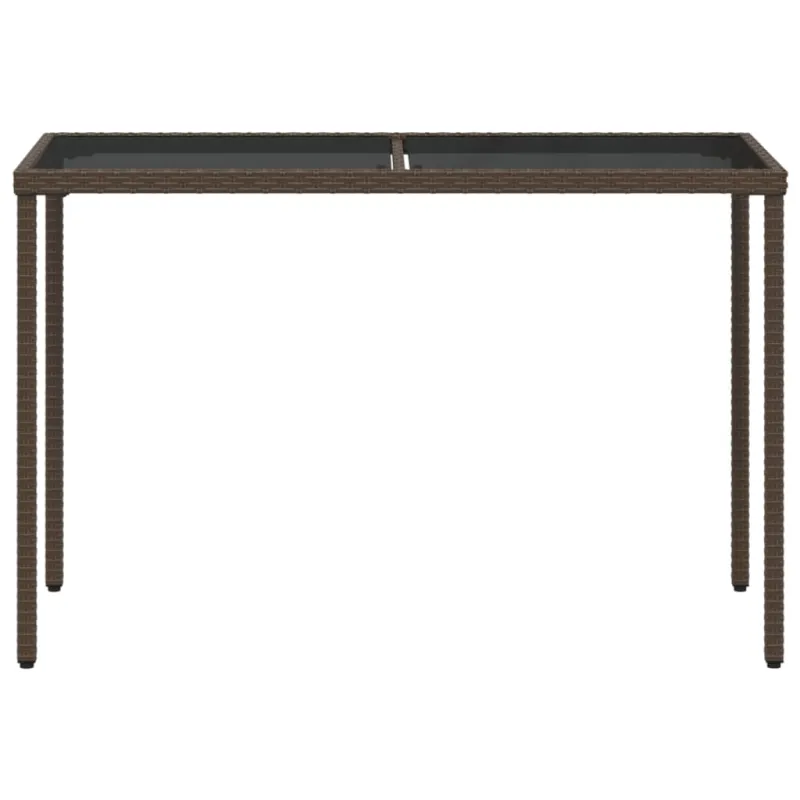 Lasipintainen pöytä, ruskea, 115x54x74cm, polyrattana
