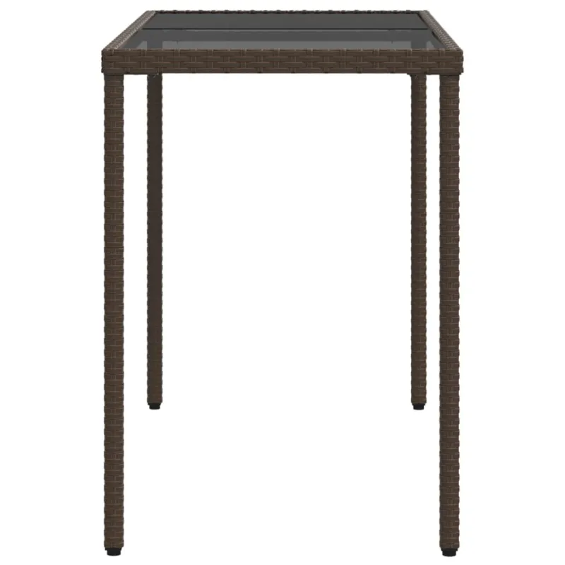 Lasipintainen pöytä, ruskea, 115x54x74cm, polyrattana