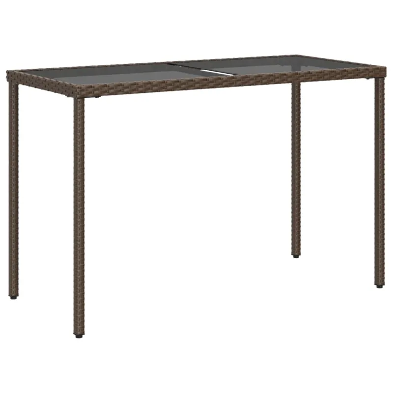 Lasipintainen pöytä, ruskea, 115x54x74cm, polyrattana