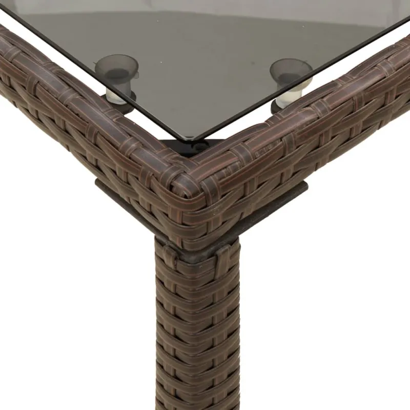 Lasipintainen pöytä, ruskea, 115x54x74cm, polyrattana