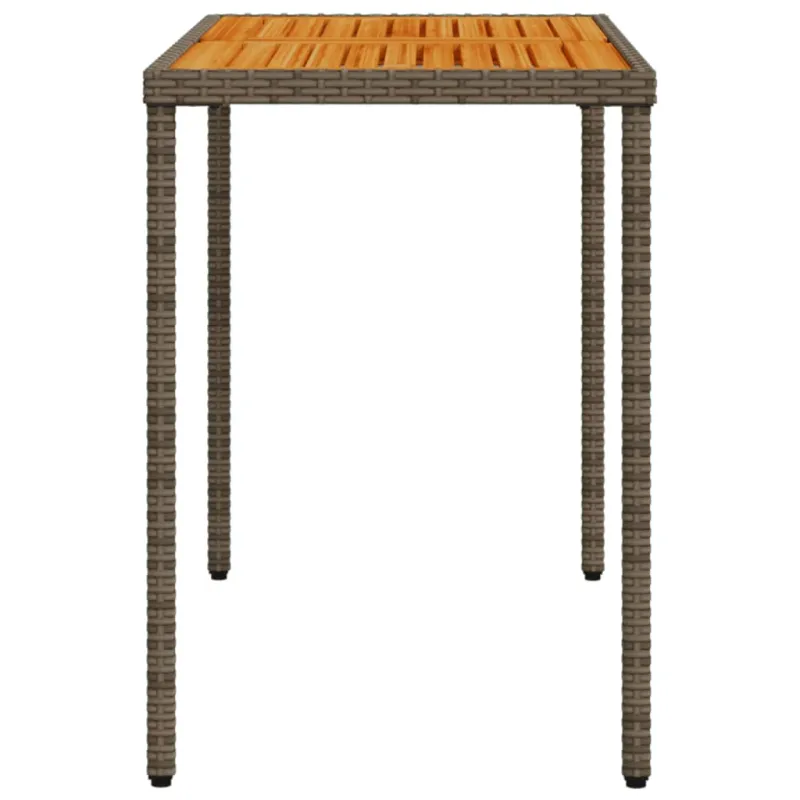 Akatsiapöytä, harmaa, 115x54x74cm, polyrattana pintaan