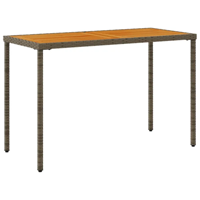 Akatsiapöytä, harmaa, 115x54x74cm, polyrattana pintaan