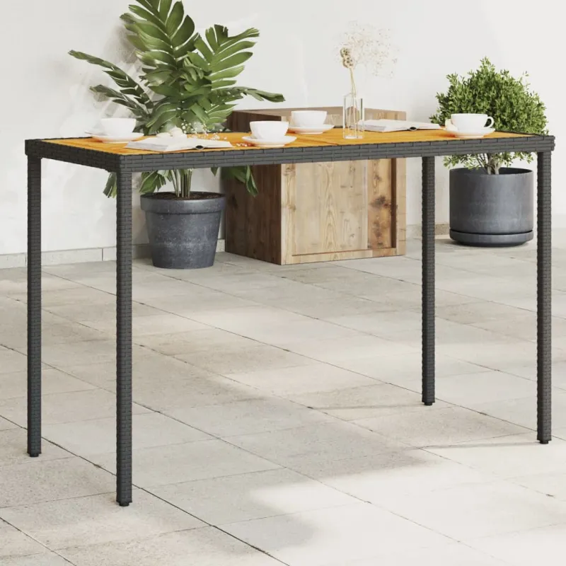 Akatsiapintainen pöytä, musta, 115x54x74 cm, polyratasta
