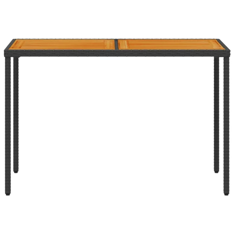 Akatsiapintainen pöytä, musta, 115x54x74 cm, polyratasta