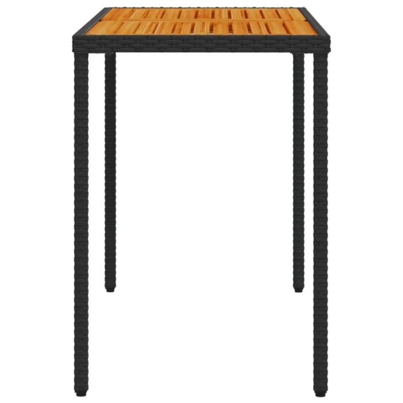 Akatsiapintainen pöytä, musta, 115x54x74 cm, polyratasta
