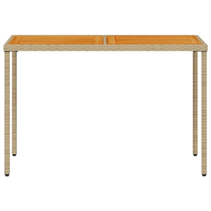 Akatsiapintainen pöytä, hiekanvärinen, 115x54x74cm, polyrattanaâ€™a