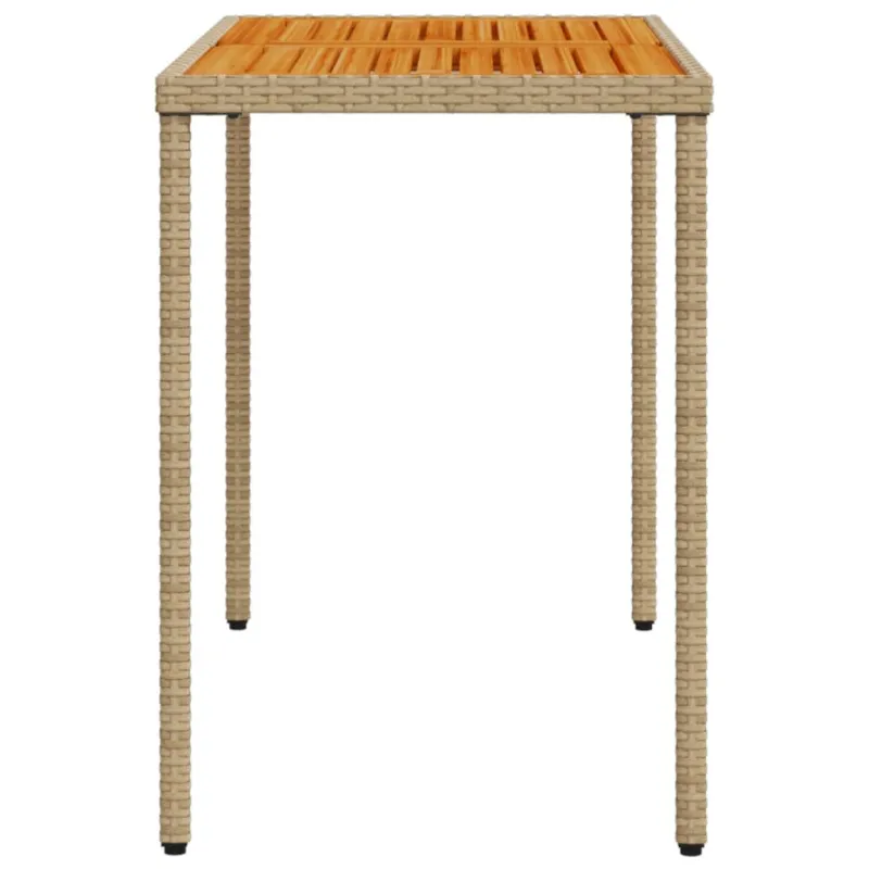 Akatsiapintainen pöytä, hiekanvärinen, 115x54x74cm, polyrattanaâ€™a