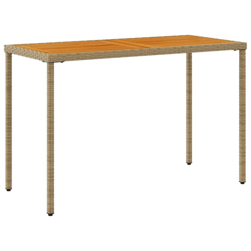 Akatsiapintainen pöytä, hiekanvärinen, 115x54x74cm, polyrattanaâ€™a
