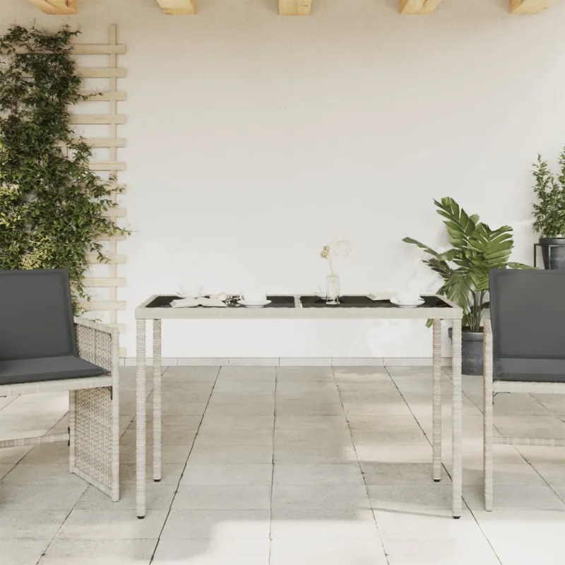 Pöytä lasipintaisella pinnalla, harmaa, 115x54x74cm, PE-rattana