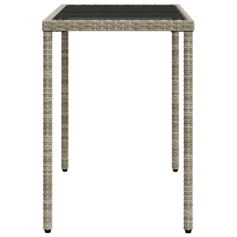 Pöytä lasipintaisella pinnalla, harmaa, 115x54x74cm, PE-rattana
