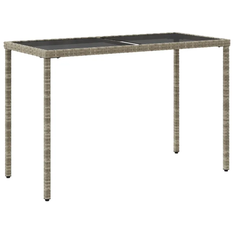Pöytä lasipintaisella pinnalla, harmaa, 115x54x74cm, PE-rattana