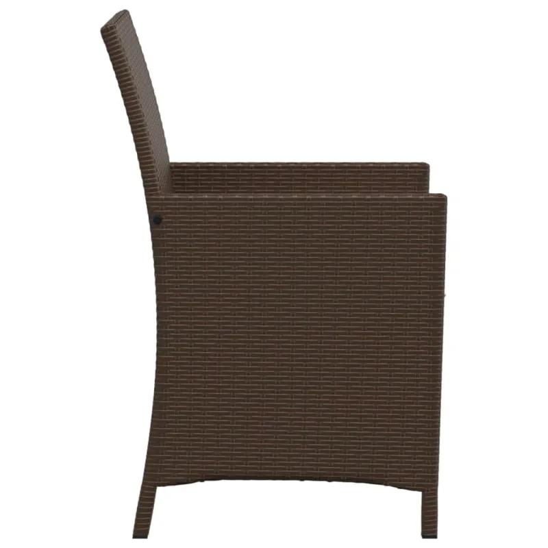 Bistro-Setti pehmusteilla, 3-os osat, ruskea, polyrattani