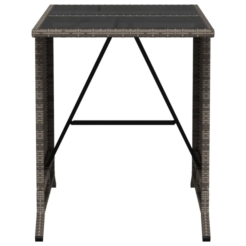 Bistro-Setti pehmusteilla, 3-os osat, harmaa, polyrattaniâ