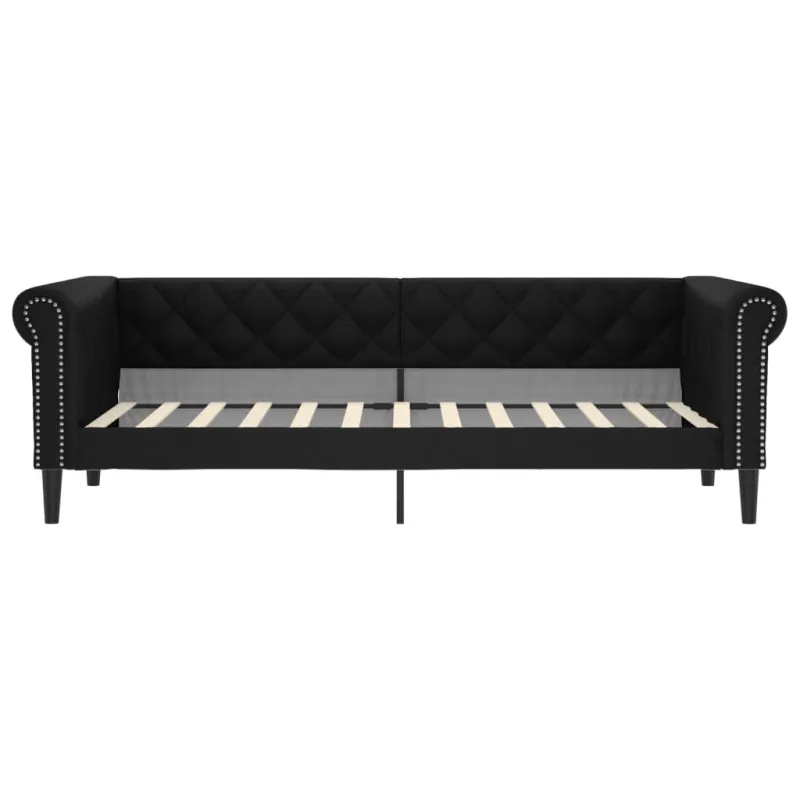 Sofa, juodos spalvos, 90x200cm, dirbtinė oda