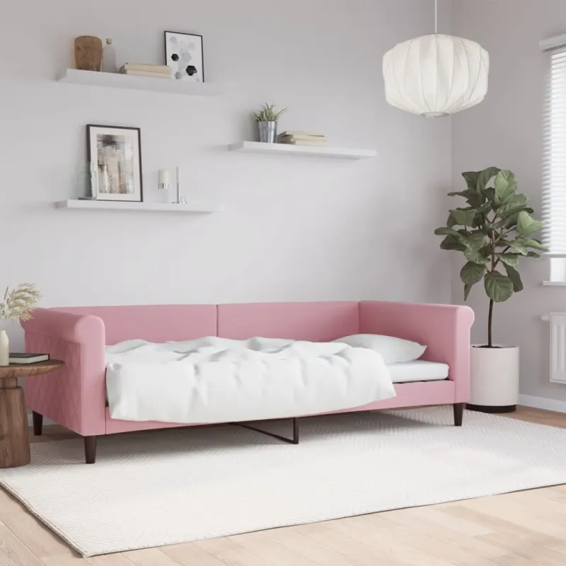 Sofa, rožinės spalvos, 90x200cm, aksomas