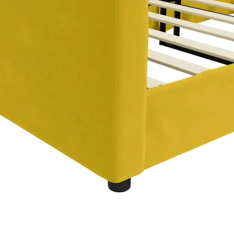 Sofa, geltonos spalvos, 90x200cm, aksomas
