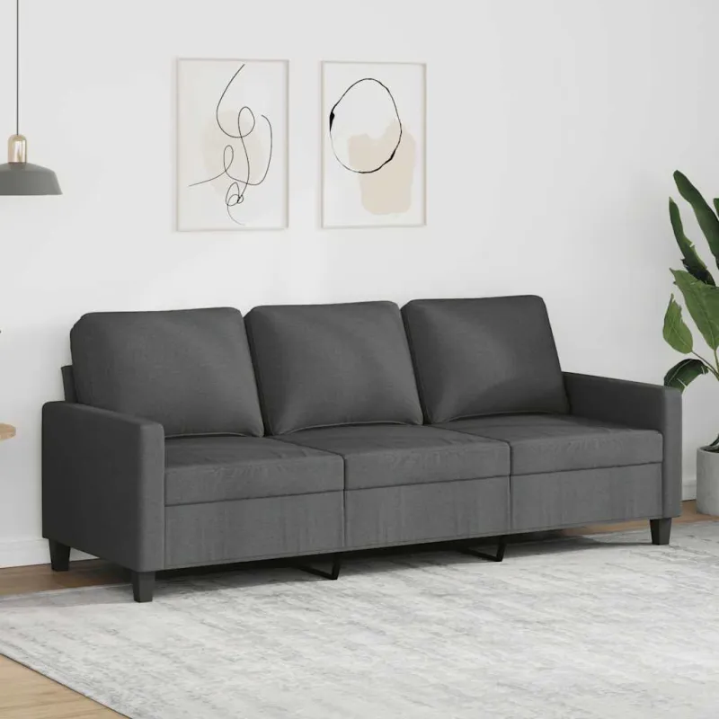 Trivietė sofa, tamsiai pilkos spalvos, 180cm, audinys