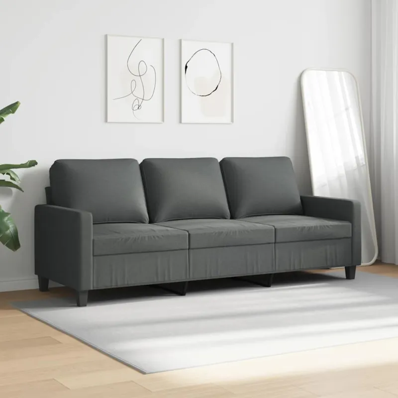 Trivietė sofa, tamsiai pilkos spalvos, 180cm, audinys
