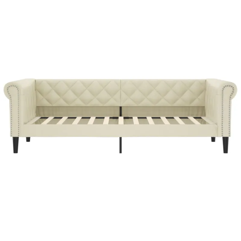 Sofa, kreminės spalvos, 100x200cm, dirbtinė oda
