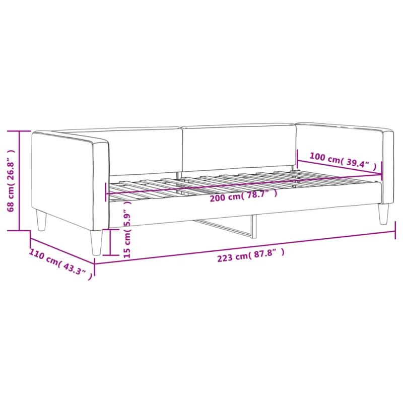 Sofa, taupe spalvos, 100x200cm, audinys