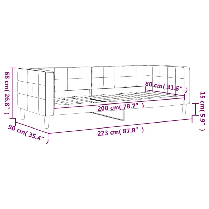 Sofa, geltonos spalvos, 80x200cm, aksomas
