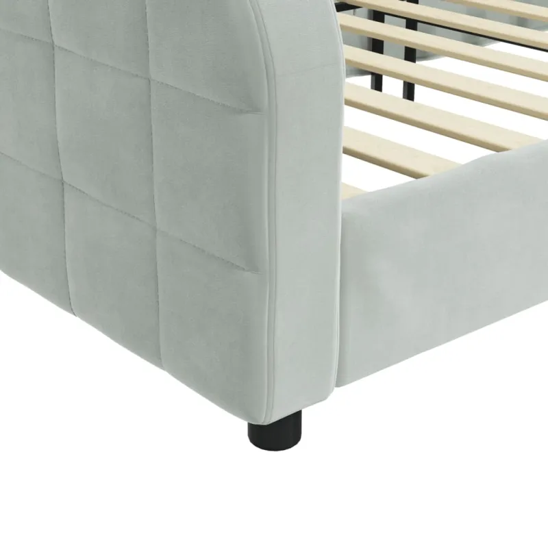 Sofa, šviesiai pilkos spalvos, 90x190cm, aksomas