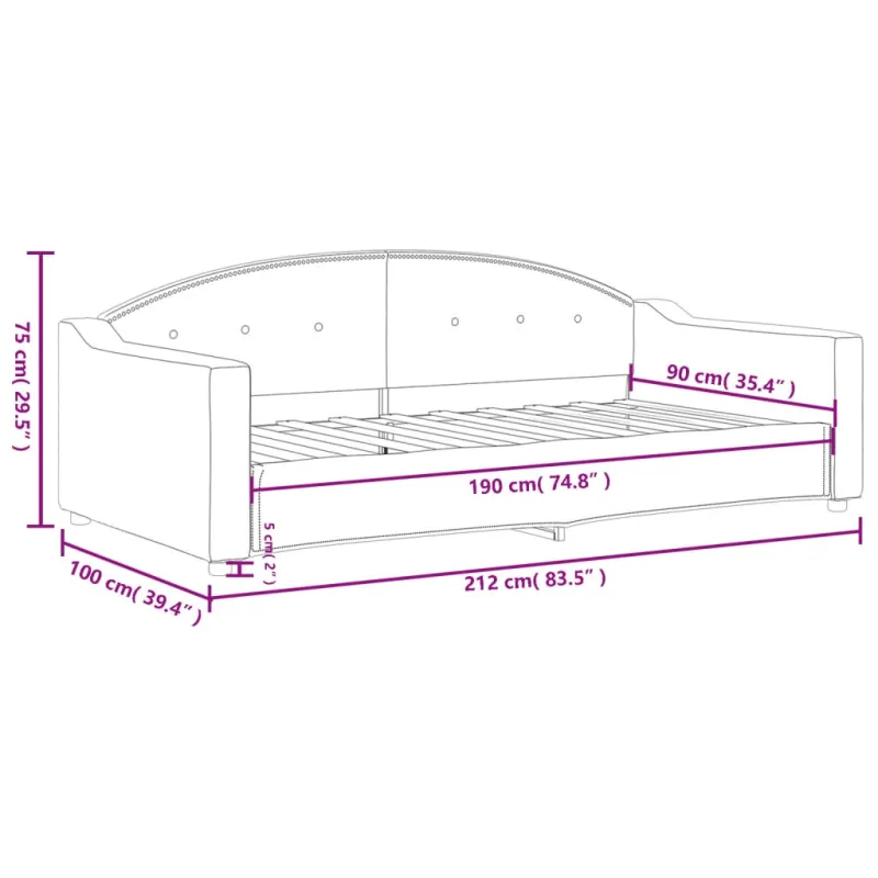 Sofa, juodos spalvos, 90x190cm, audinys