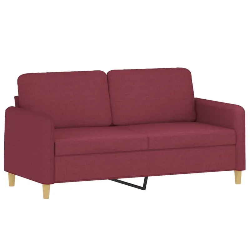 Dvivietė sofa su pagalvėlėmis, raudonojo vyno, 140cm, audinys